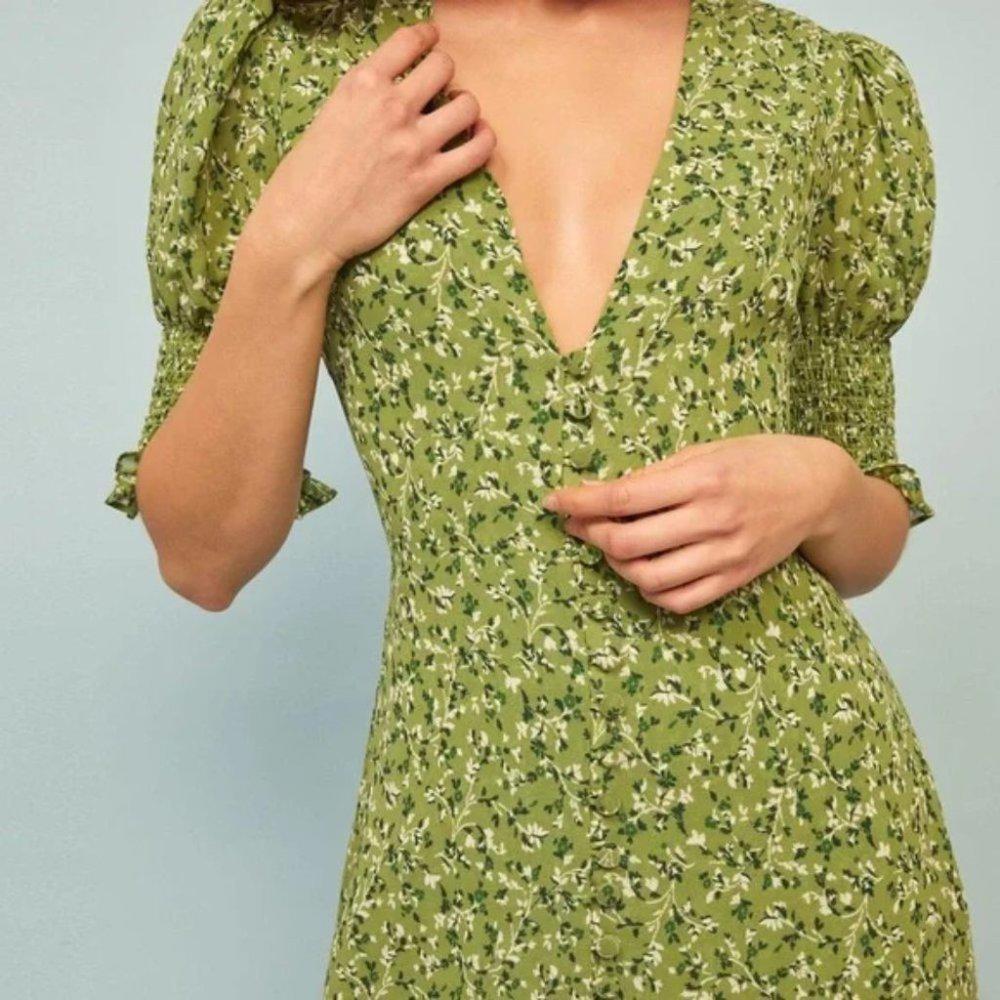 Reformation Green Floral Mini Dress - Picture 3 of 11